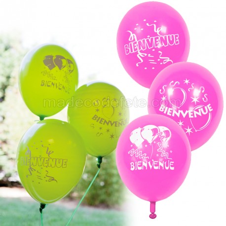 Ballons fuchsia bienvenue x 8