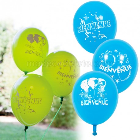 Ballons turquoise bienvenue x 8