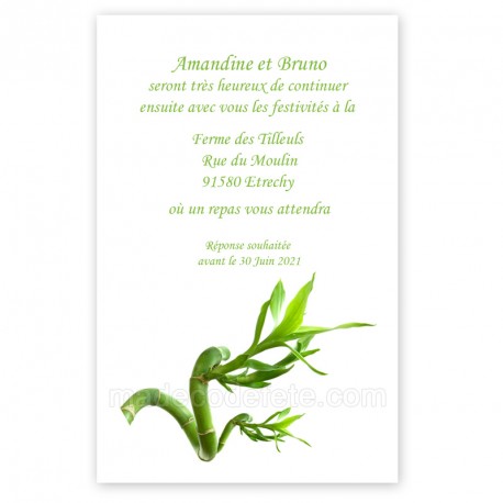 Invitation repas bambou zen