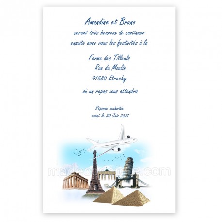 Invitation repas voyage et pays