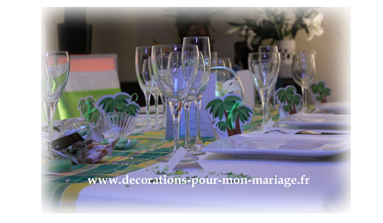 decorations pour un mariage antillais madras anis et jaune