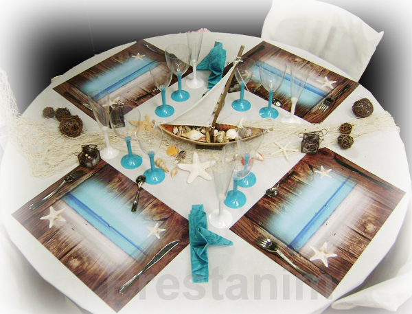 decorations set de table marin tropical