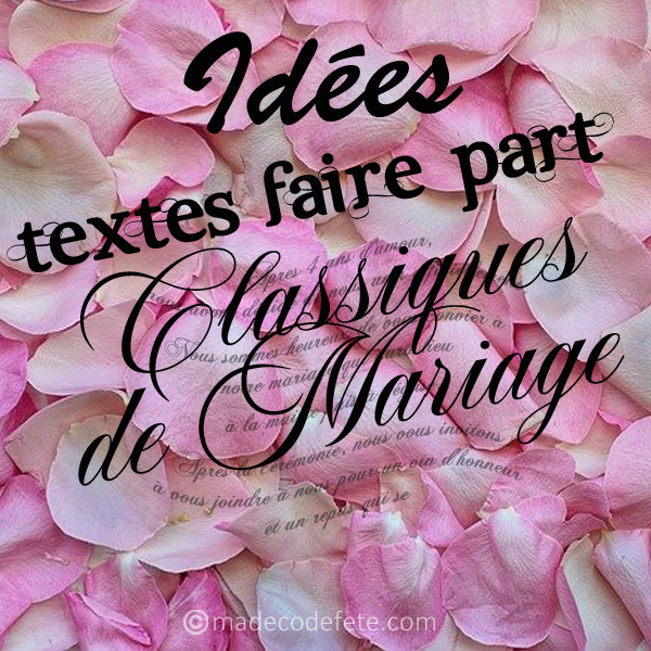 Idées de textes faire-part classiques pour mariage